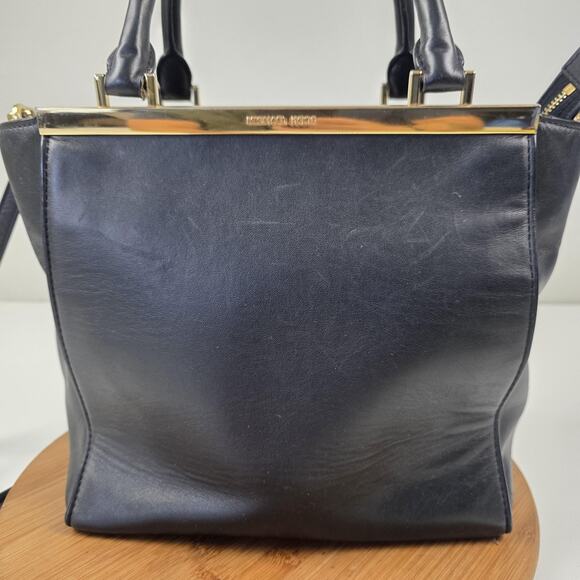 Michael Michael Kors Satchel Womens Black Leather Gold Hardware Crossbody Bag - Picture 6 of 16